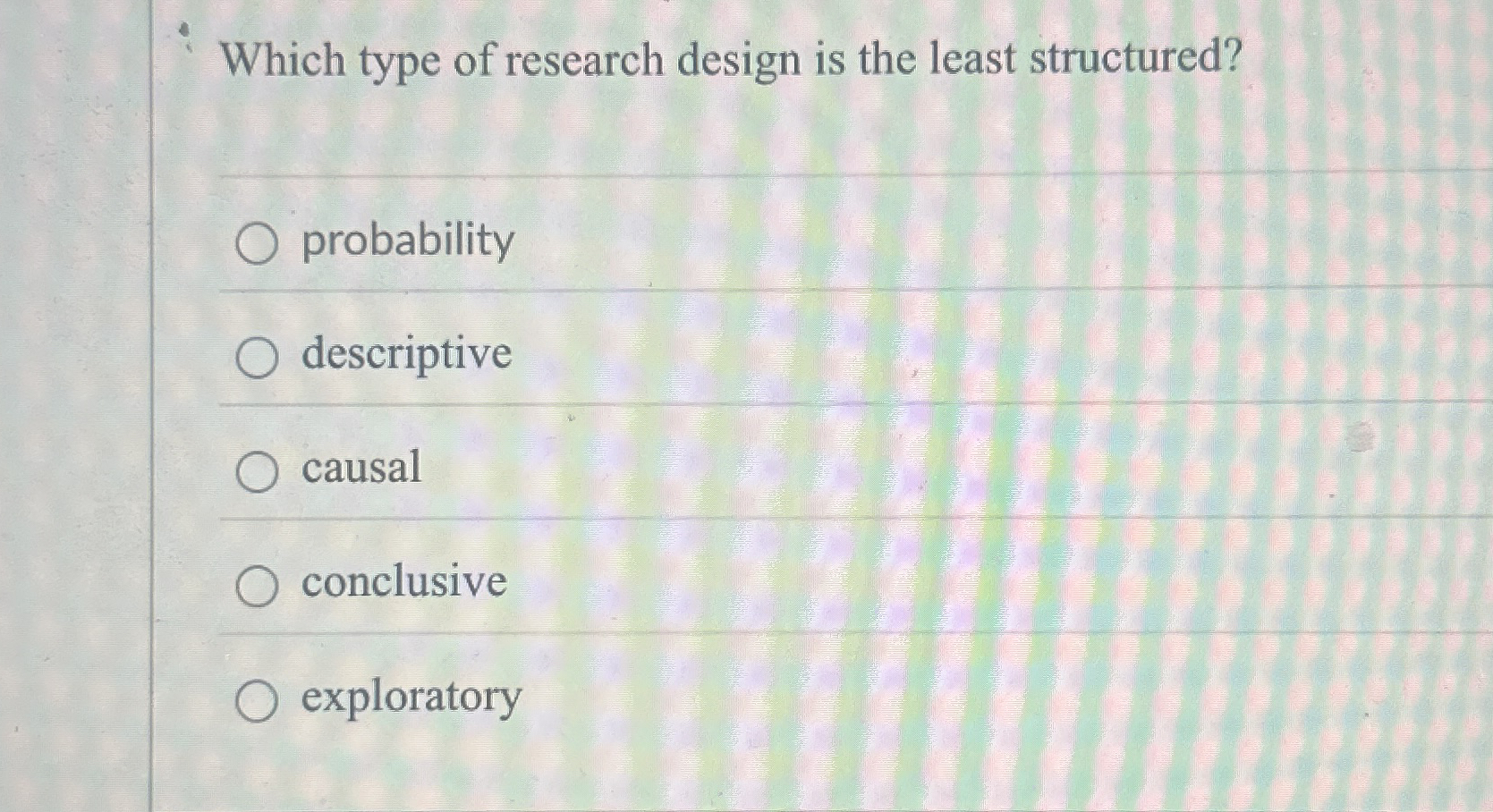 Which type of research design is the least