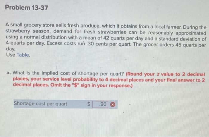 Problem 13-37 a A small grocery store sells fresh