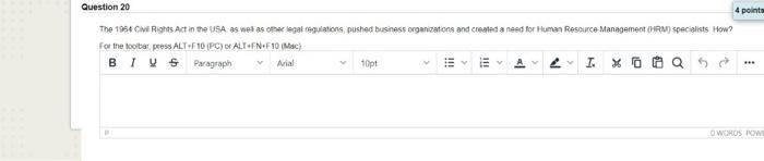 Question 20 4 points The 1954 CE Rights Act in