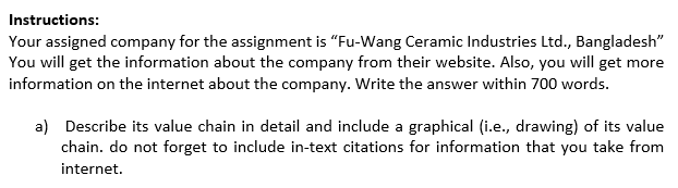 Instructions: Your assigned company for the