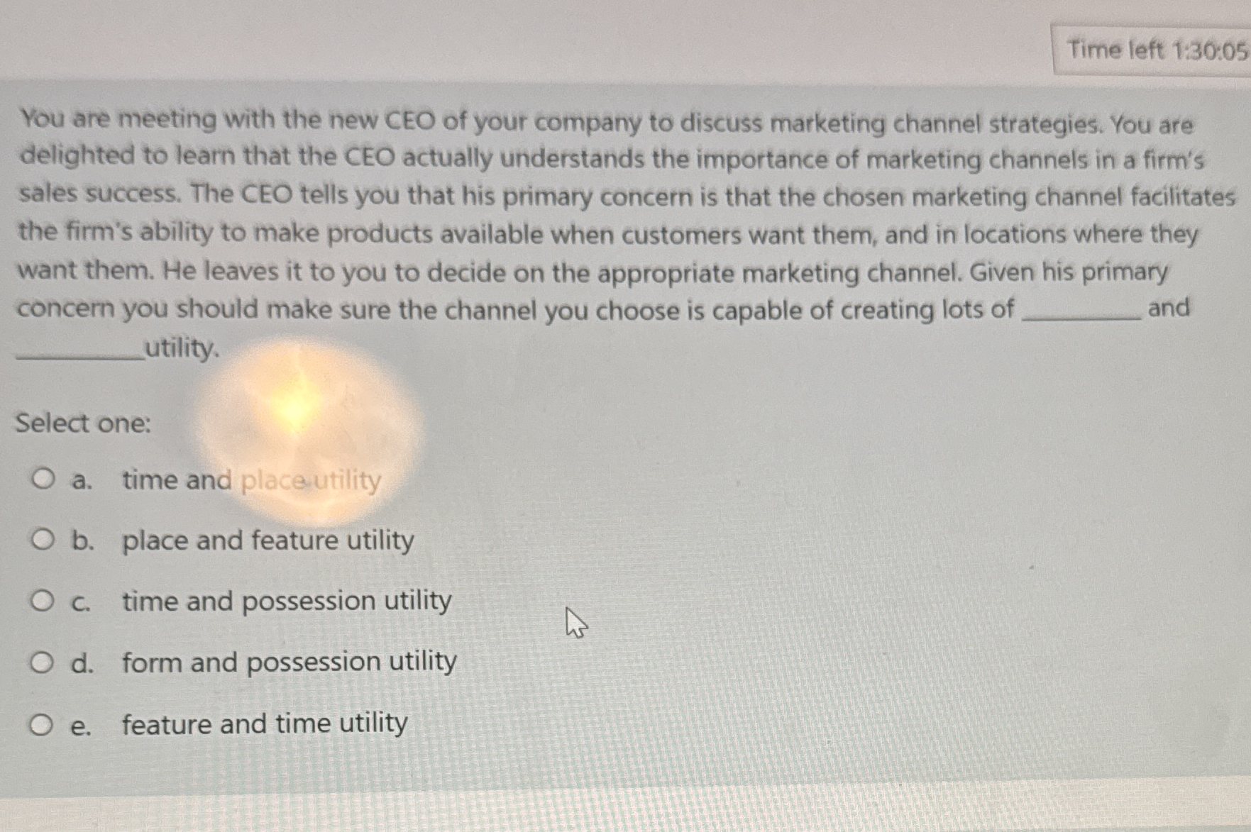 Time left 1 : 3 0 : 0 5 You are meeting with the