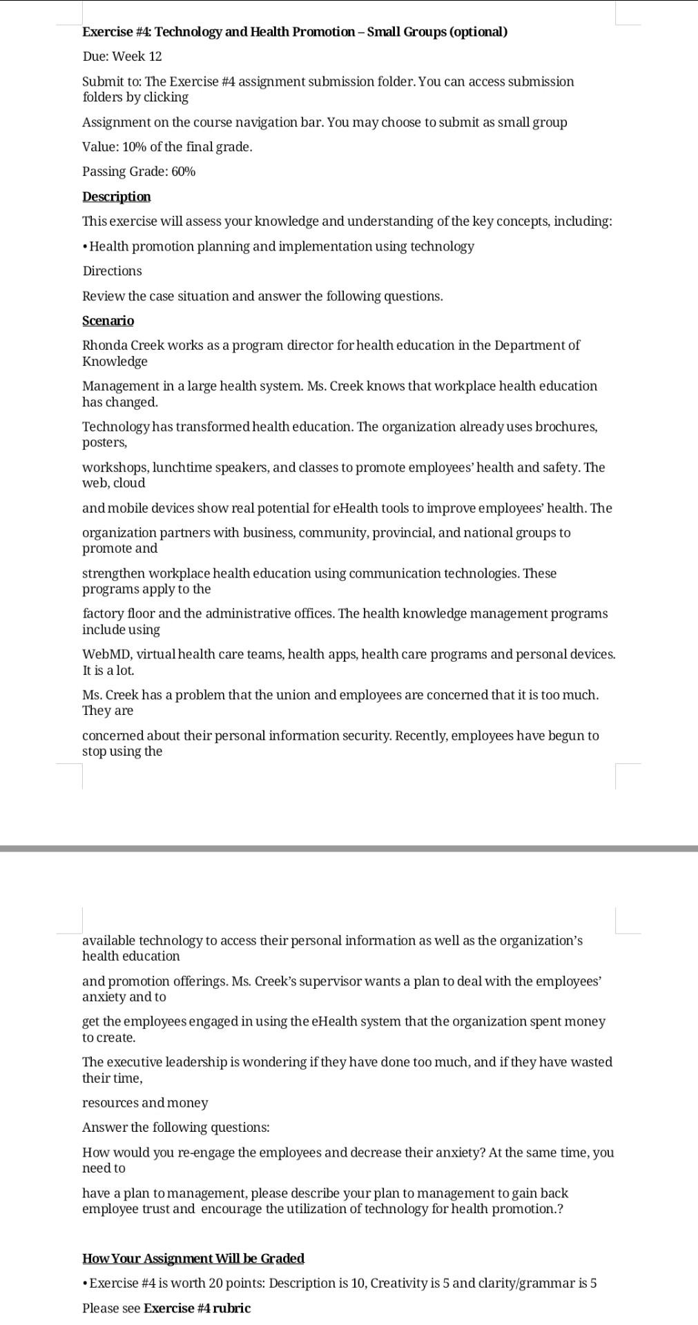 Exercise #4: Technology and Health Promotion -