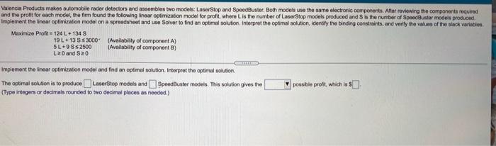 please help Implement the linear optimization