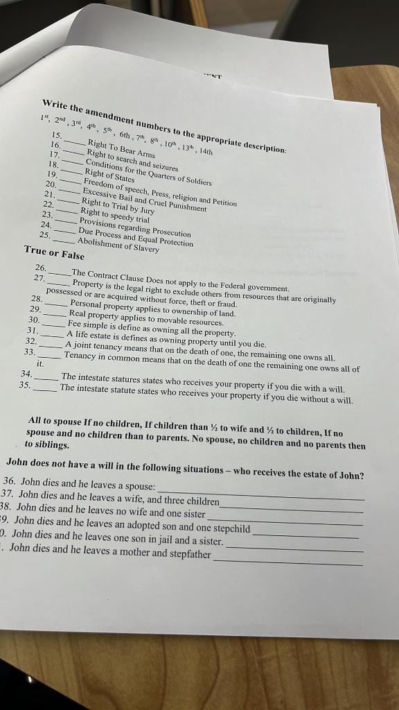 -NT Write the amendment numbers to the