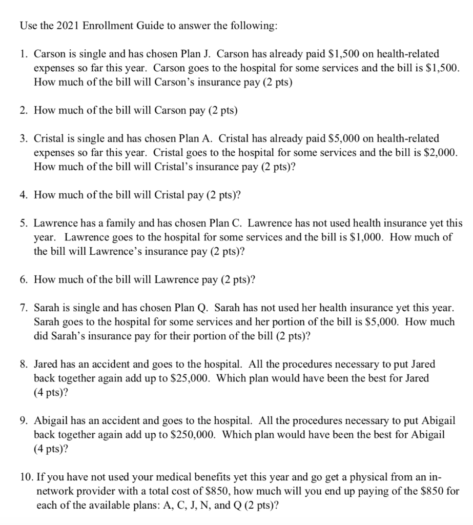 PLEASE ONLY ANSWER 5-8 Use the 2021 Enrollment