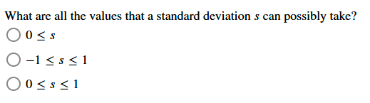 What are all the values that a standard deviation
