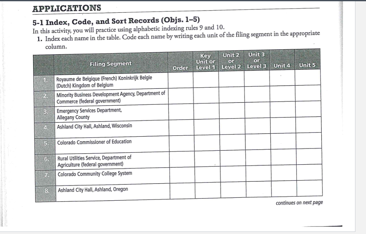 APPLICATIONS 5 - 1 Index, Code, and Sort Records