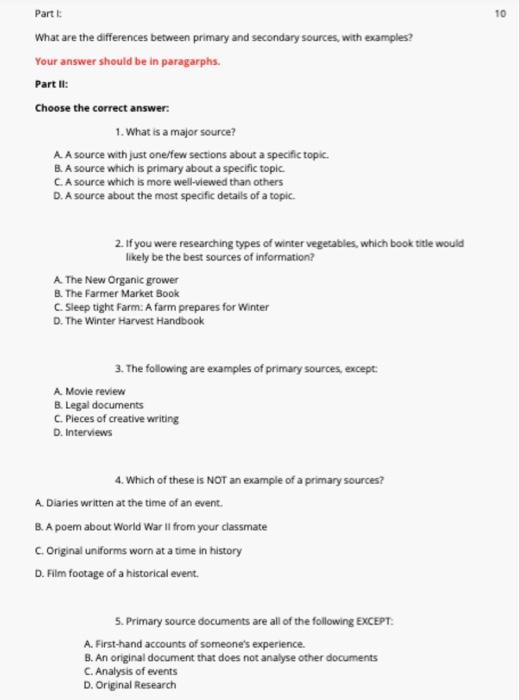 10 Part What are the differences between primary