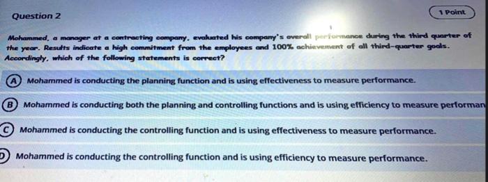 What is the answer? 1 Point Question 2 Mohammed,
