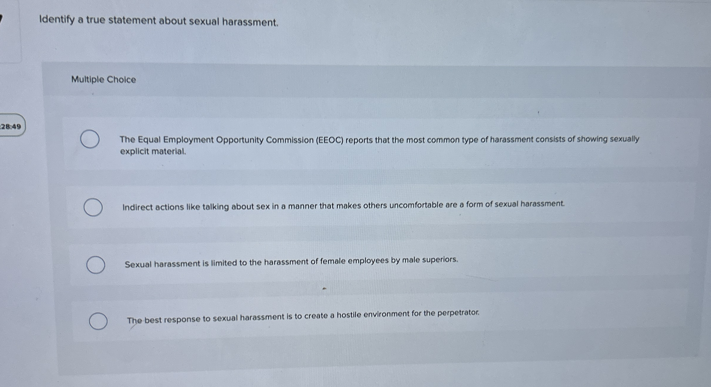 Identify a true statement about sexual