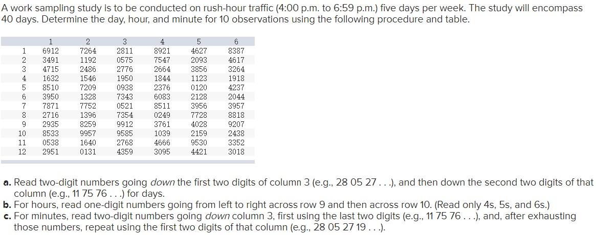 A work sampling study is to be conducted on