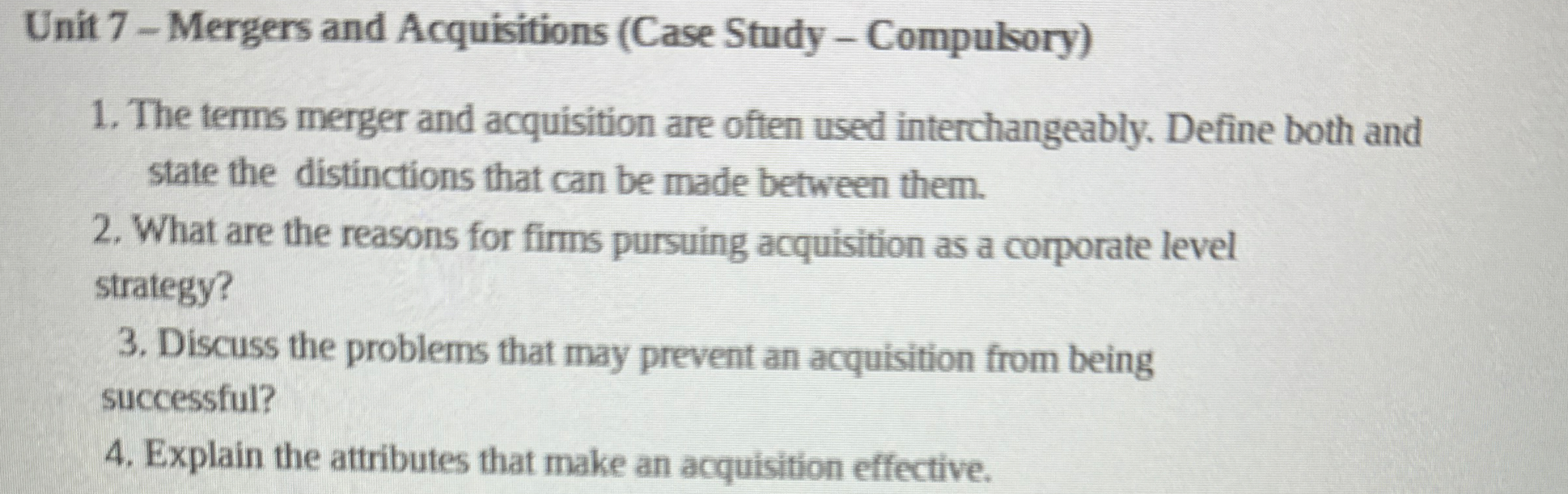 Unit 7 - Mergers and Acquisitions ( Case Study -
