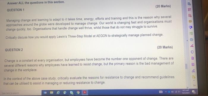 Answer ALL the questions in this section.