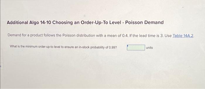 Additional Algo 14-10 Choosing an Order-Up-To