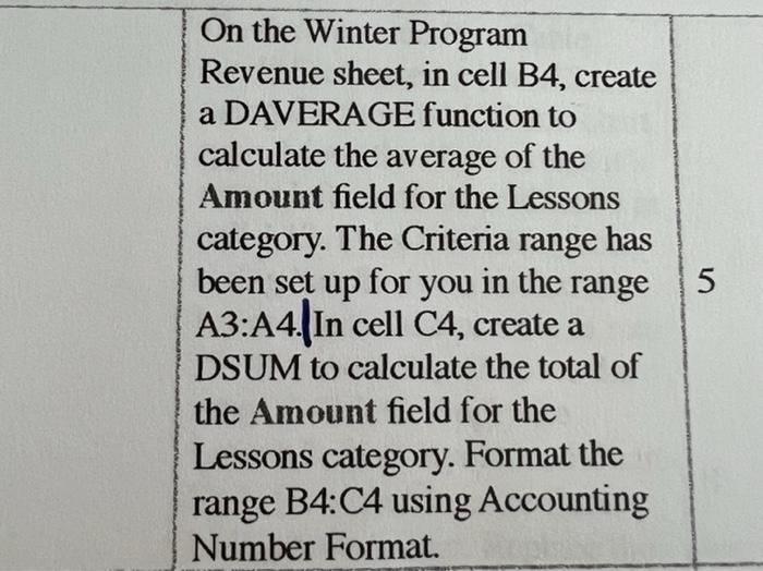 Excel Problem On the Winter Program Revenue