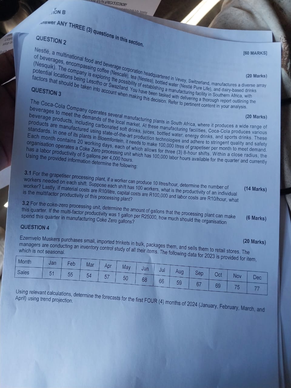 QUESTION 2 \ ( \ begin { array } { ll } \ text {