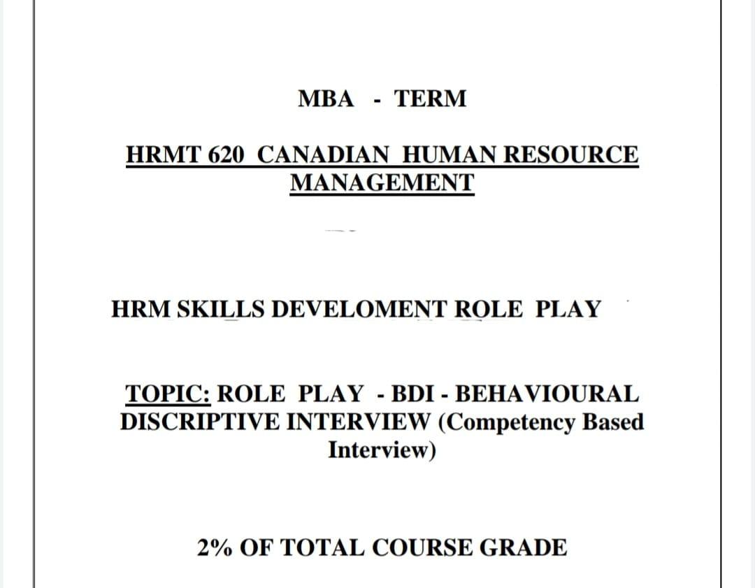 Please Play a role As an Interviewer and Write a