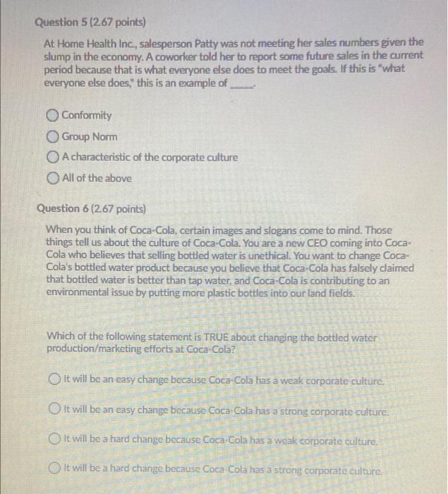 a Question 1 (2.67 points) Doris was checking out