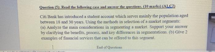 5 I need this fast please!!! Question (5): Read