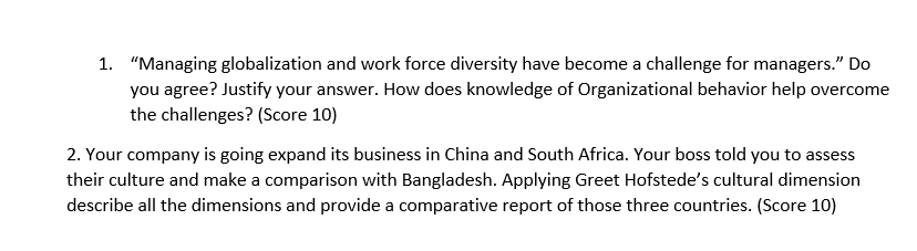 1. "Managing globalization and work force
