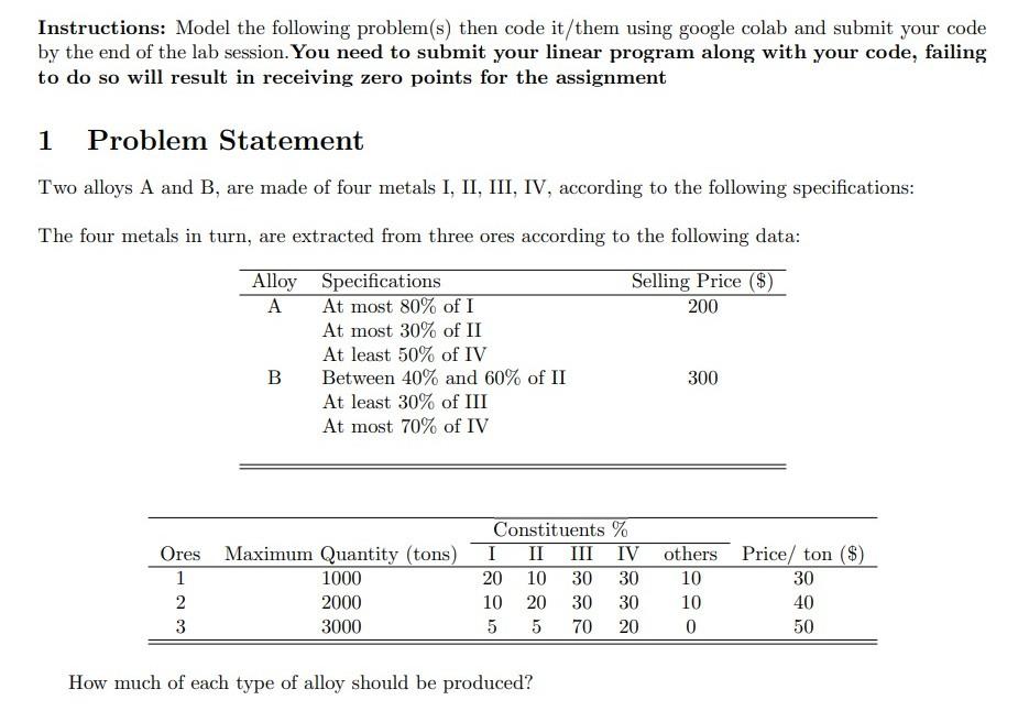 Instructions: Model the following problem(s) then