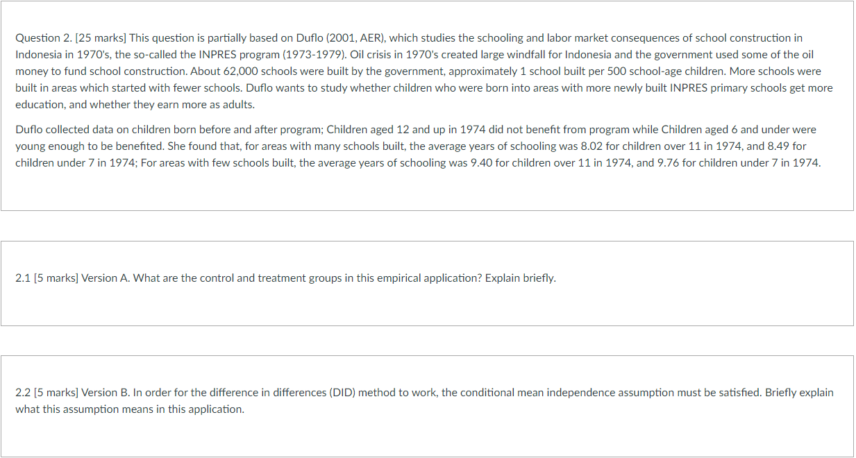 Question 2. [25 marks] This question is partially