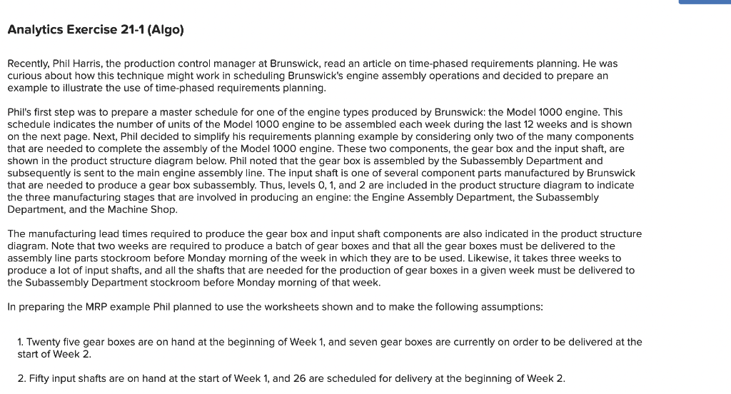 Analytics Exercise 21-1 (Algo) Recently, Phil