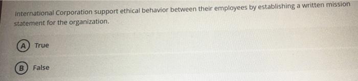 International Corporation support ethical