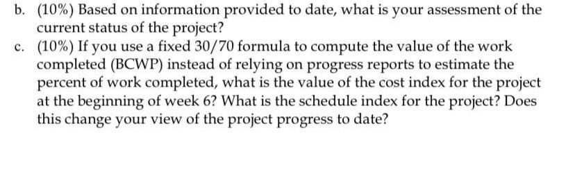 4. (30%) Norman Sadeh is the project manager of a