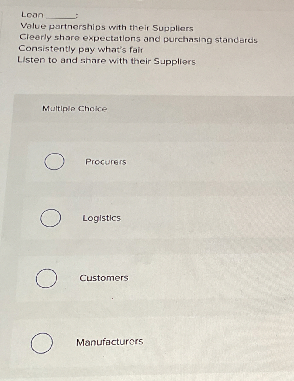 Lean Value partnerships with their Suppliers