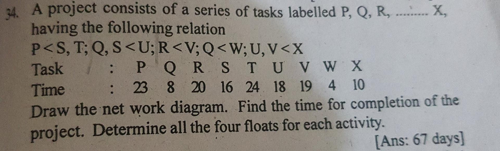 a 34. A project consists of a series of tasks