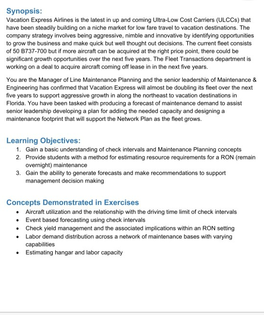 Case Study Use the provided information to answer