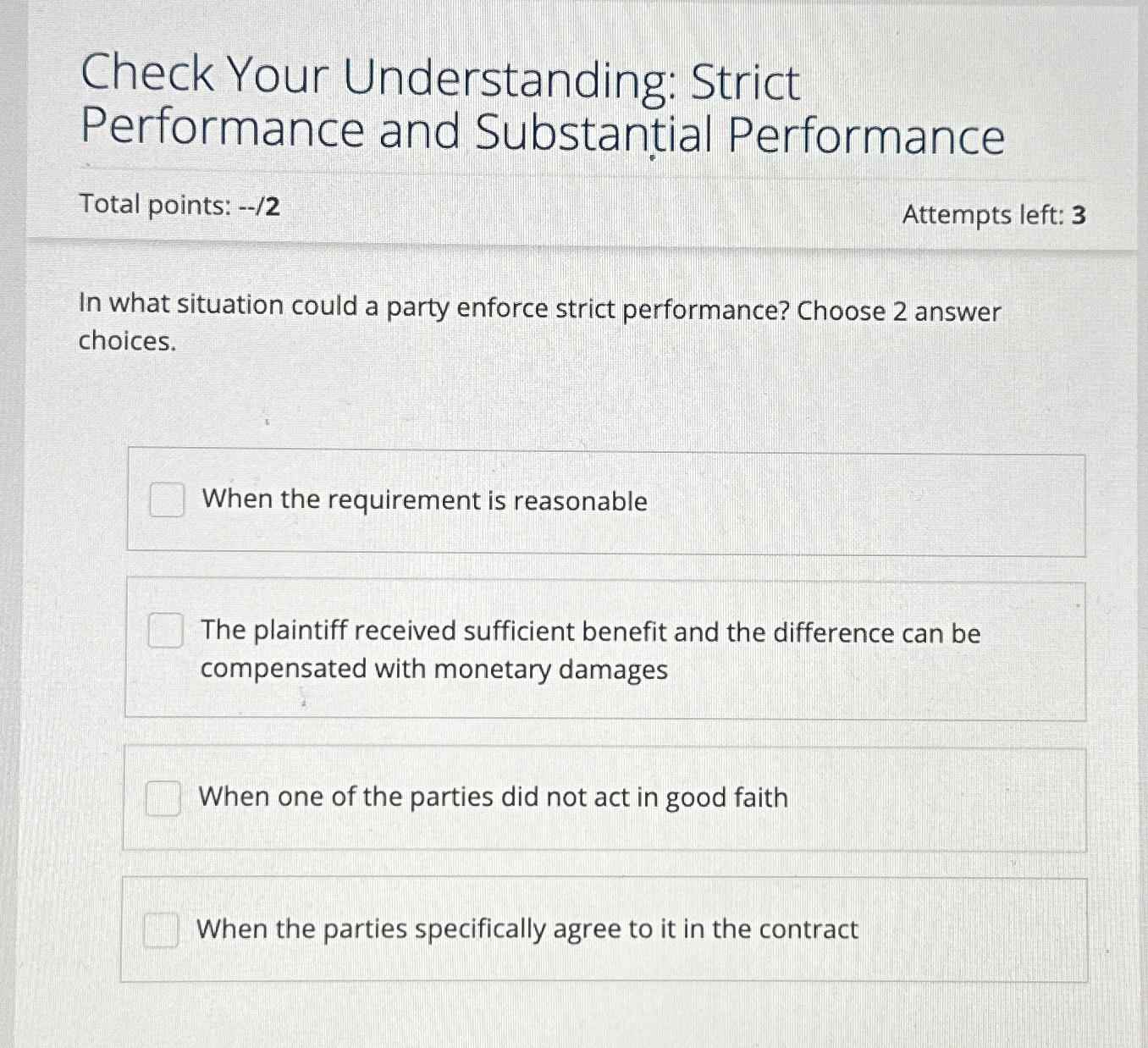 Check Your Understanding: Strict Performance and