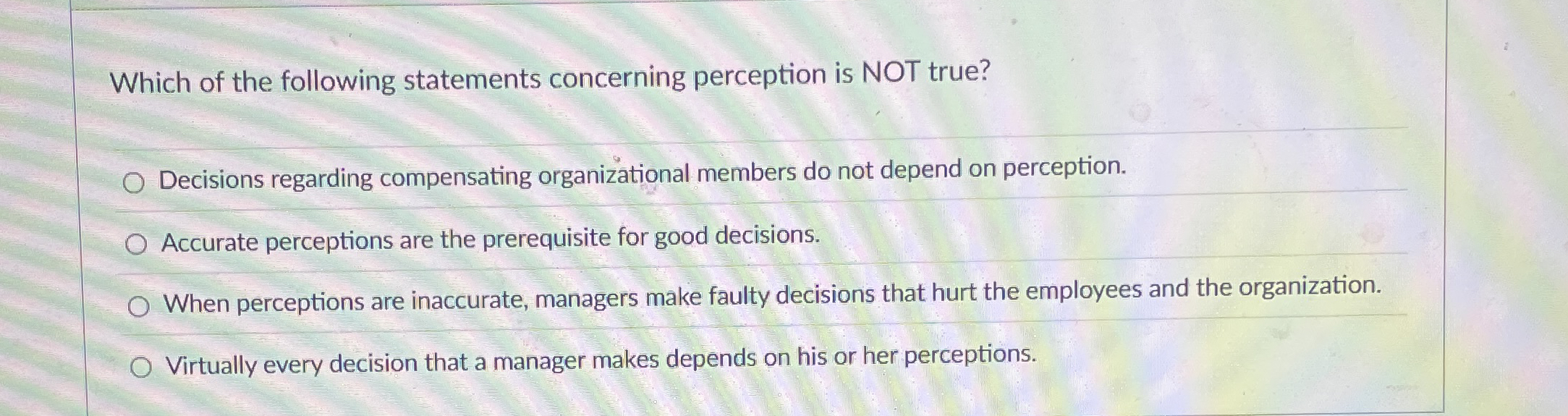 Which of the following statements concerning