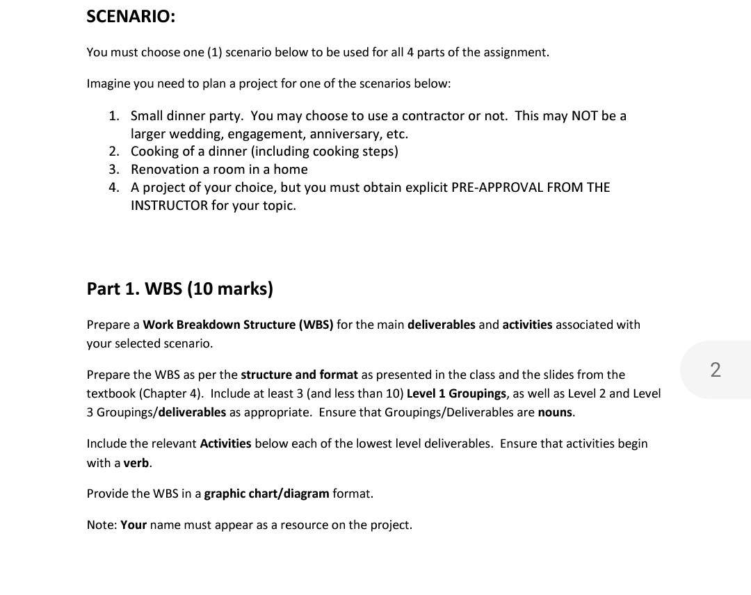 need solutions SCENARIO: You must choose one (1)