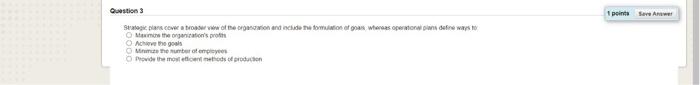 points SaveAwe! Question 3 Strategic plans