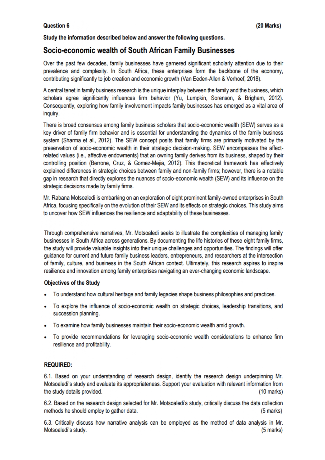 Study the information described below and answer