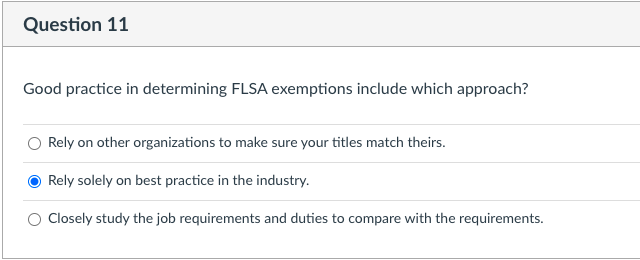 Good practice in determining FLSA exemptions