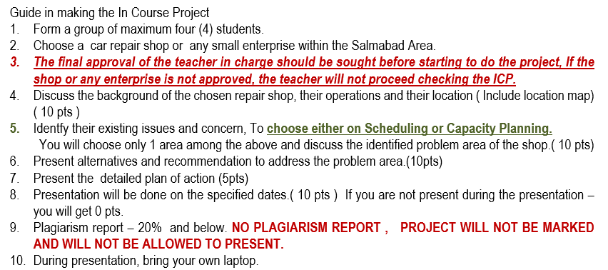 Guide in making the In Course Project 1. Form a
