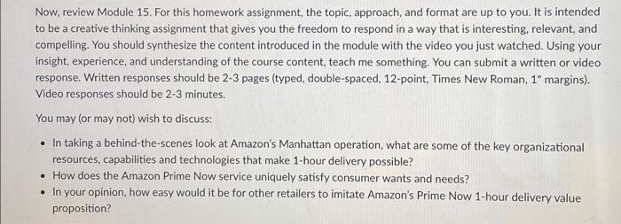 Now, review Module 15. For this homework