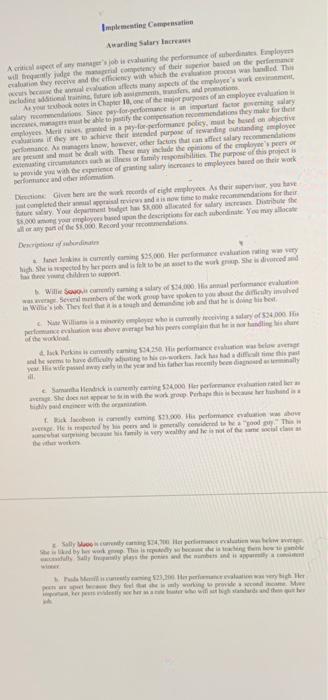 Implementing Camps A Salary incre Actite any