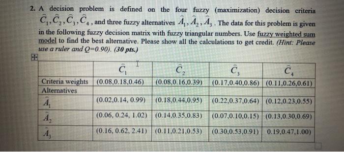 2. A decision problem is defined on the four