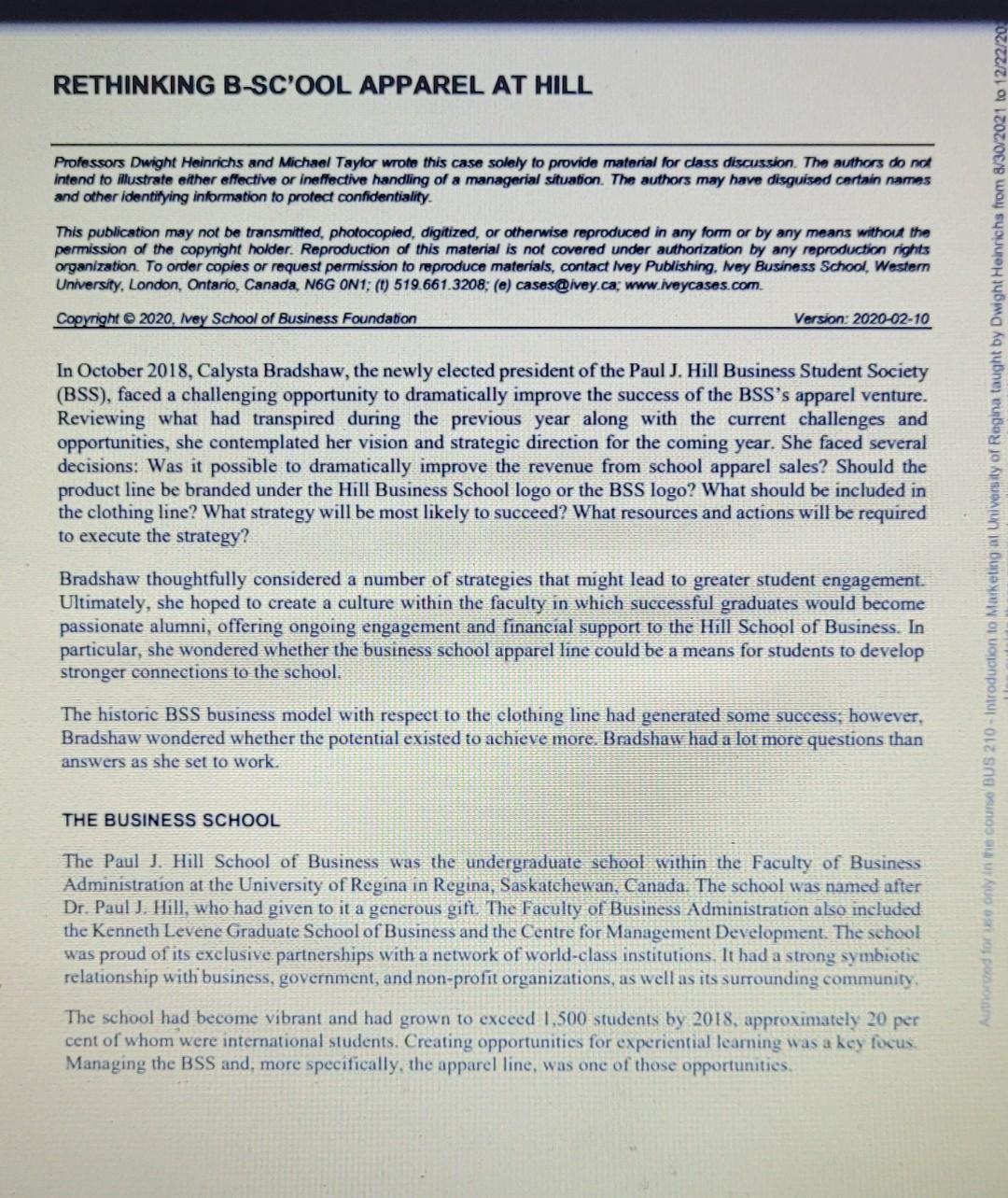 RETHINKING B-SC'OOL APPAREL AT HILL Professors