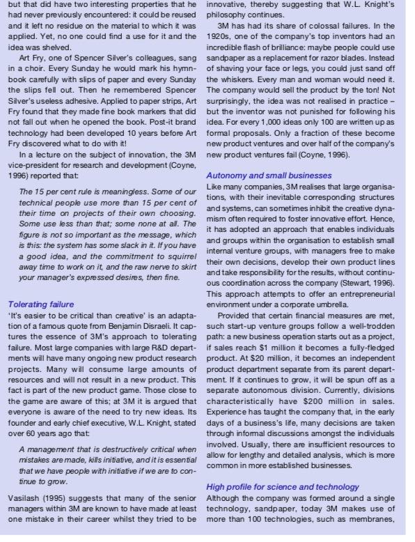 Read the Case study "An Analysis of 3M..." in