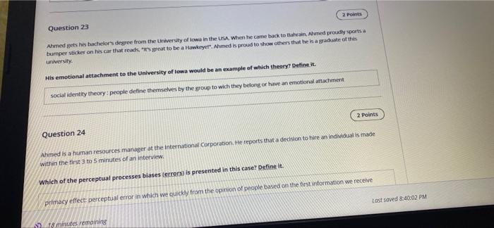 2 Points Question 23 Ahmed gets his bachelor's