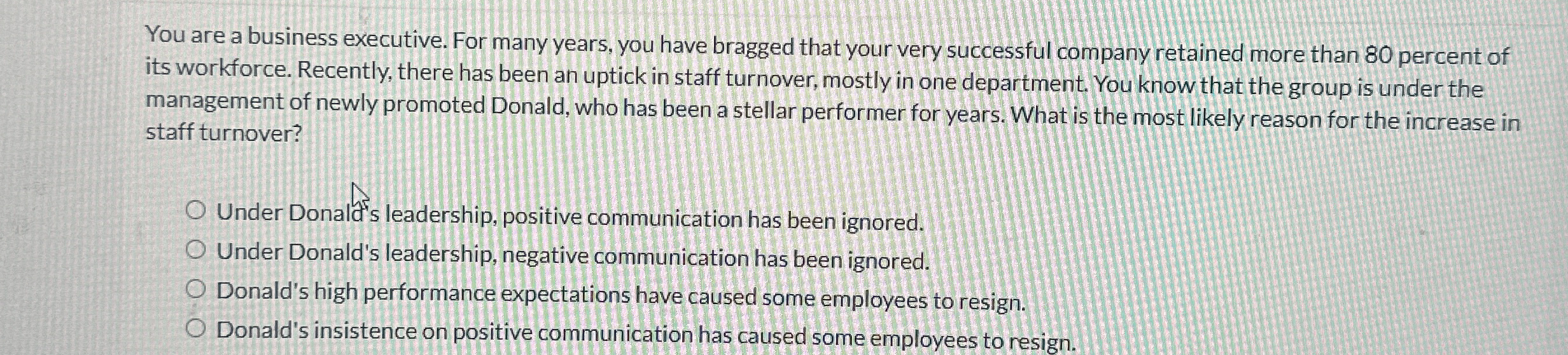 You are a business executive. For many years, you