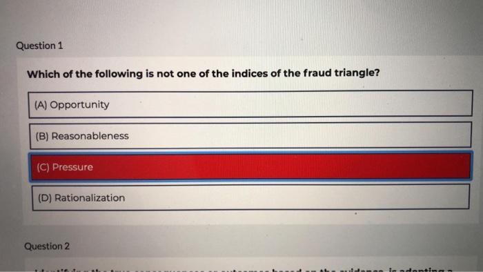 Question 1 Which of the following is not one of