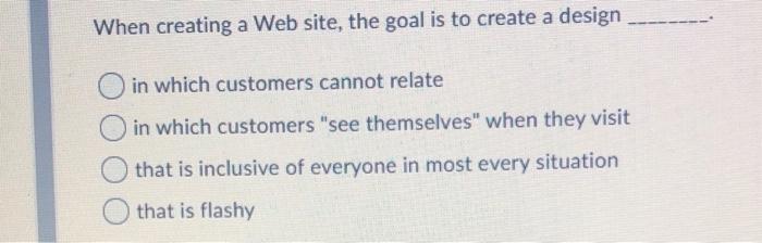 When creating a Web site, the goal is to create a