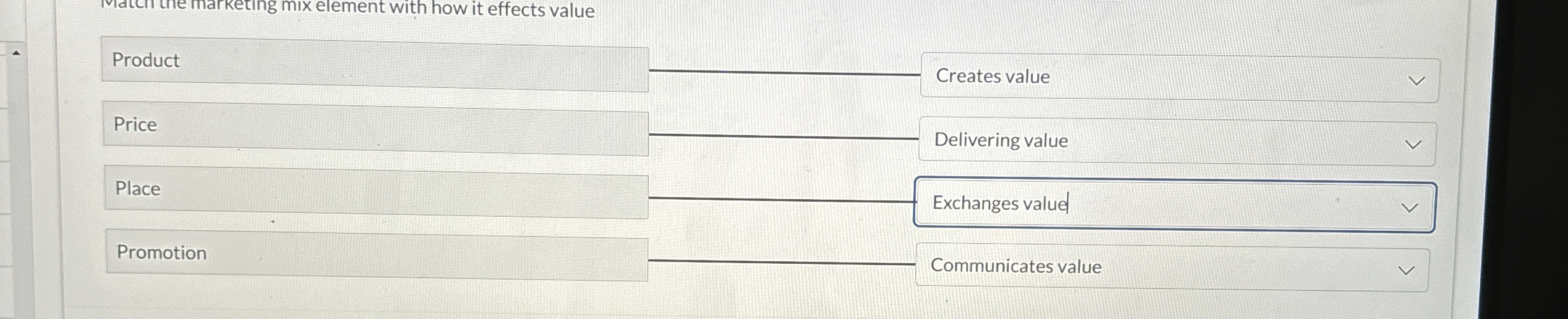 mix element with how it effects value Product q ,