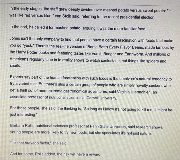 please help me using the following article answer